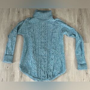 L.L. Bean Teal Cable Knit Turtleneck Sweater